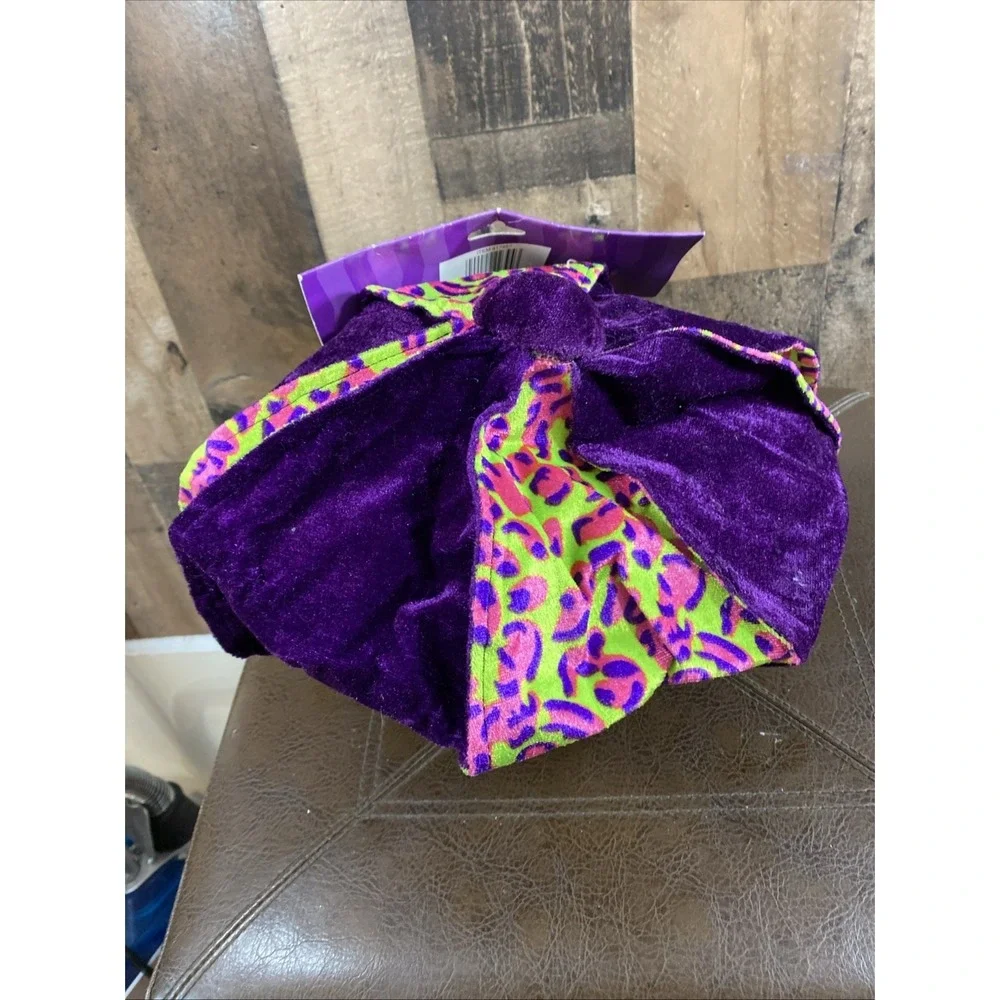 Leopard Hat Costume Funkie Colorful‎ Purple Green Pink Adult Fit Vtg Halloween